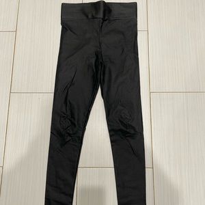 Womens sz 4 27-28” waist Black Faux Leather High Rise Skin Tight Leggings Sexy